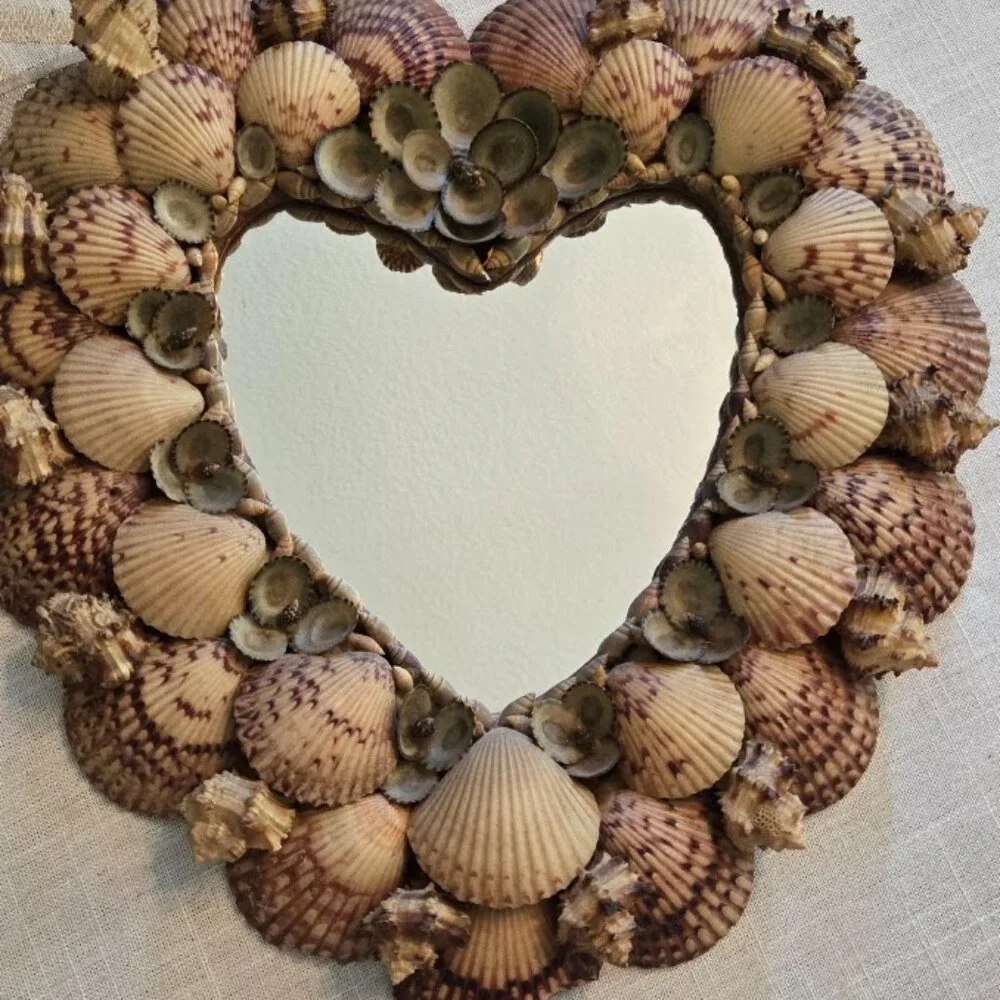 VINTAGE SHELL MIRROR as is~ (one broken piece) A+++++ condition FIRM PRICE!!*